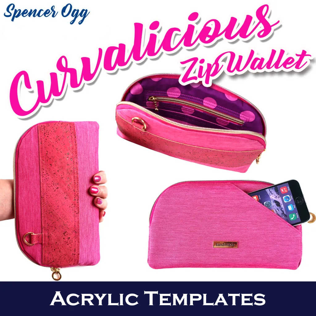 The Curvalicious Zip Wallet - SpencerOgg Pattern - Acrylic Template