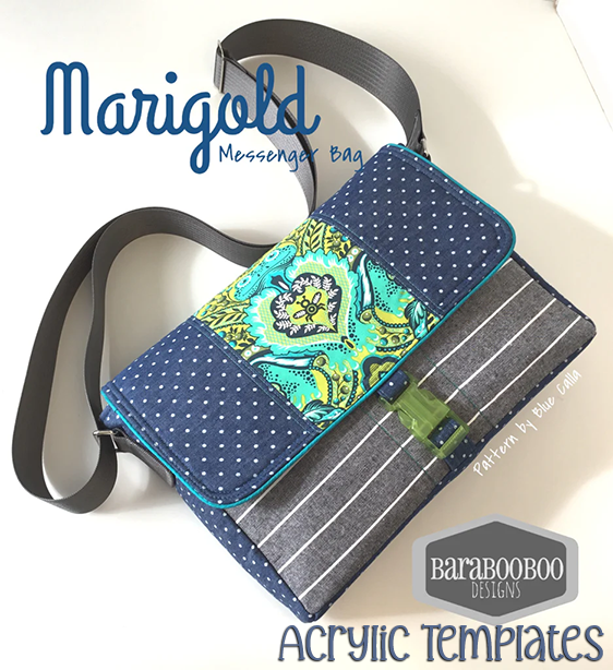 Marigold Ipad Messenger Bag - Blue Calla Patterns - Acrylic Template