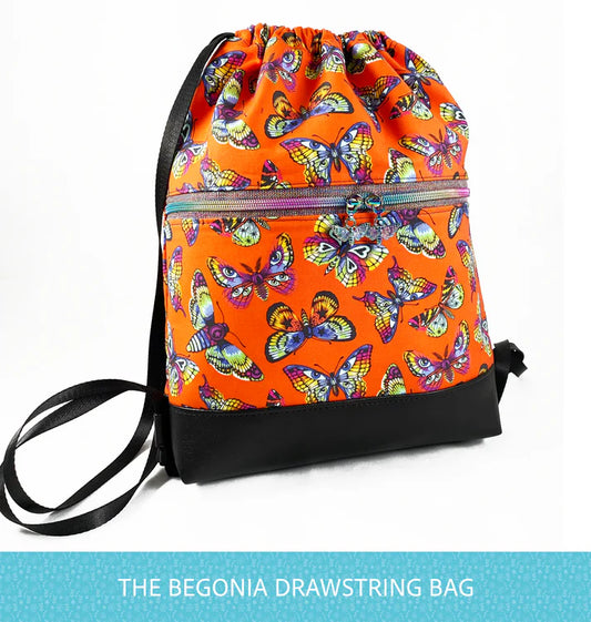 The Begonia Drawstring Backpack - Blue Calla Patterns - Acrylic Template