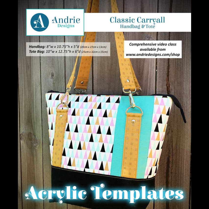 Classic Carryall Handbag or Tote - Andrie Designs - Acrylic Template