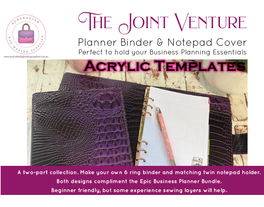 The Joint Venture Planner and Notepad Cover - Australian Bag Making Supplies - Acrylic Template