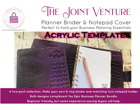 The Joint Venture Planner and Notepad Cover - Australian Bag Making Supplies - Acrylic Template