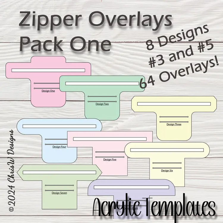 Zipper Overlay WITH Card Slots Tool - ChrisW Designs - Acrylic Template