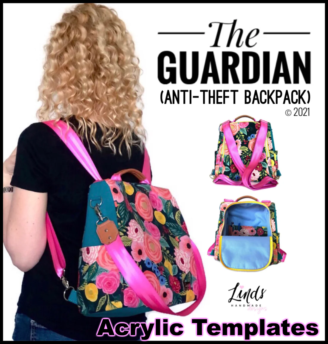 Guardian Anti-Theft Backpack - Linds Handmade - Acrylic Template